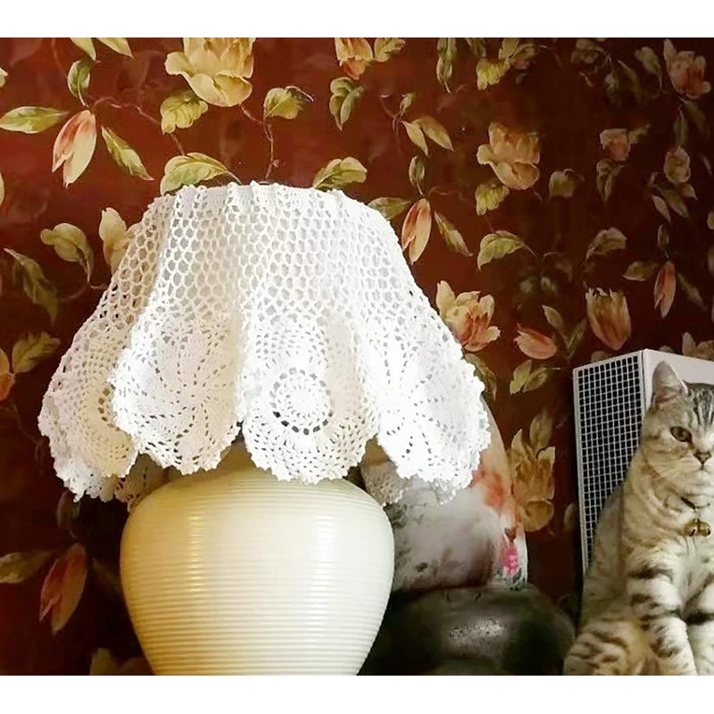 Hetao 100% Cotton Handmade Crochet Round Tablecloth Doilies Lace Table