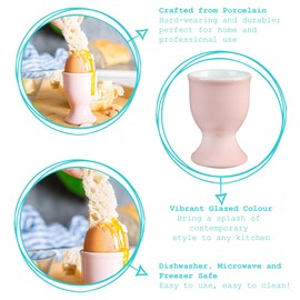 Argon Tableware Pink Coloured Ceramic Egg Cups - Pack of 6 - Modern Style Breakfast Brunch Easy Clean Hard Soft Boiled Eggs Dipping Holder Stand for Breakfast, Brunch