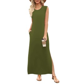Boho Maxi Dress Anthropologie Dresses for Women 2025 Fall Italian Women's Fashion Clothing School Outfits for Teachers Long Elegant Classy Midi Denim Tshirt Floral Sundress Olive X-Large