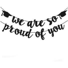 2025 Graduation Banners Party Decorations, Black Glitter We are So Proud of You Graduation Banners Garland for Congratulation Graduation Party Supplies, School, Home,  Decorations - Color: Gold