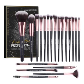 Brochas De Maquillaje Kit 20 Pcs Para Maquillaje Profesional Color Negro
