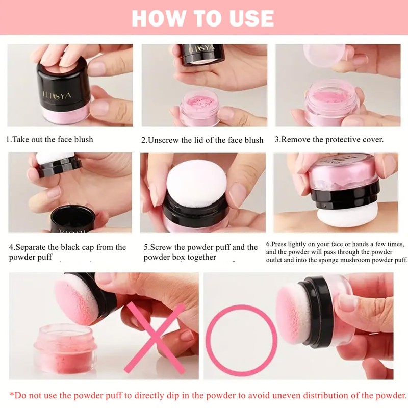 Face Blush Powder Makeup Soft Mushroom Blush for Cheeks Long