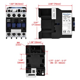 Heschen AC Contactor, CJX2-0910, 24V Coil 50/60Hz, 3P, 3 Pole, Normally Open, Ie 9A, Ue 380V