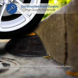 Pyle Vehicle Curb Ramp End Caps - 2PC Heavy Duty Rubber Threshold Driveway End Caps for Loading Dock, Garage, Sidewalk, Truck, Scooter, Bike, Motorcycle, Wheelchair Mobility - Pyle PCRBDR40