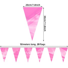 32.8FT Pink Glitter Triangle Pennant Banner Flag Metallic Bunting Fabric Garland for Christmas Graduation Wedding Engagement Anniversary Bachelorette Birthday Bridal Shower Valentine's Party Decor