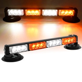 14.2'' Amber White Wireless LED Rooftop Strobe Beacon Light Bar Rechargeable LED Emergency Hazard Warning Lights with Magnetic Base,17 Flashing Modes Strobe Light Bar for 12/24V Car,Truck