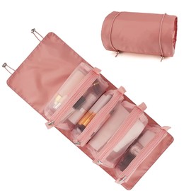 HBD SALES 4 in 1 Foldable Travel Cosmetic Makeup Pouch | Detachable Toiletry Kits Organizer | Hanging Vanity Make up Bags (Multi colour- 1 piece), Multi, M, Travel Accessories