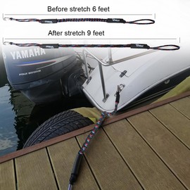 NEWSEED Bungee Dock Lines for Boat, 6 Feet Shock Absorb Dock Tie Premium Mooring Ropes with 316 Stainless Steel Clip for Boat Pontoon Fender, PWC, Jet ski, Kayak, Power Boat, 2 PCS (Black/Blue/RED)