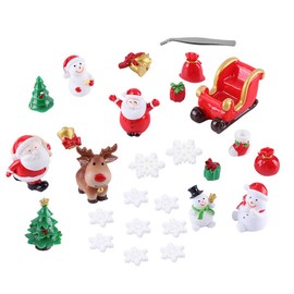Christmas Miniature Ornaments Kit 27pcs Miniature Garden Figurines Accessories for DIY Fairy Garden Dollhouse Decoration, Resin Santa Snowman Reindeer Micro Landscape Ornaments Xmas Party Decoration