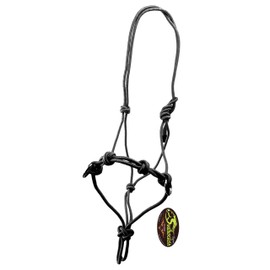 Side Pull Rope Halters with Nickle Plated Rings - Different Colors - By Southwestern Equine (Horse, Black)