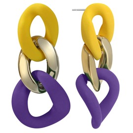 Mecool 925 Sterling Silber Ohrringe Geometrische Ohrhänger Ohrhänger für Damen Gelb und Puple, Legierung