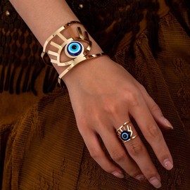 72ore Evil Eye Bracelet for Women Gold Cuff Bracelets for Women Trendy Protective Evil Eye Jewelry Gifts