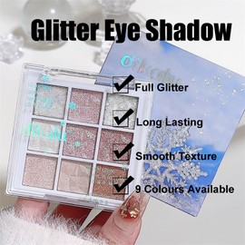 Glitter Eyeshadow Palette,Shimmer Eye Shadow Pallets for Women,Highly Pigmented Eyeshadow Make-Up Palettes,White Pink Glitter Eye Shadow Palette With Brush,Travel Size Eyeshadow Gift for Girls Make Up