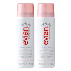 Evian Facial Spray 1.7 oz Travel Duo - Hydrating Mineral Water Mist for Face & Skin - Refreshes Makeup and Tones - TSA-Approved Mini Facial Spray to Hydrate and Soothe Skin On-the-Go