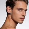 Viking Rune Stud Earrings 925 Sterling Silver Natural Black Onyx