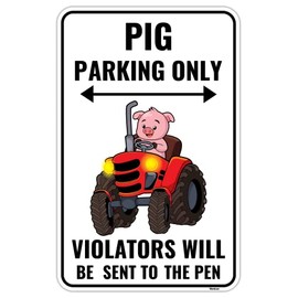 Venicor Pig Sign Decor - 9 x 14 Inches - Aluminum - Cute Pig Gifts for Pig Lovers Women Stickers Decorations Stuff