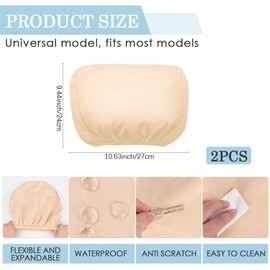 CREATCABIN 2Pcs Universal Headrest Covers for Cars Trucks Flexible Elastic Headrest Cover Soft Breathable Headrest Protectors Reusable Car Seat Head Rest Dust Cover for Most Models Beige 10.6x9.4 Inch