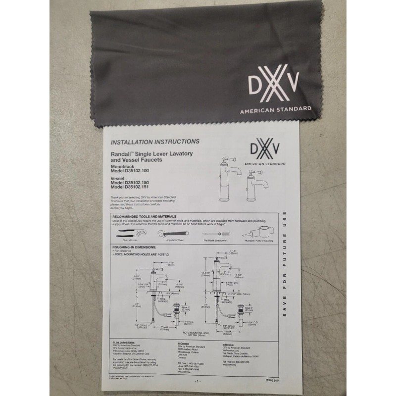 DXV Bathroom Faucet Randall Single Vessel(Brushed Nickel)/D35102