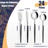 Juego de Cubiertos de 24 Piezas, Cubiertos de Acero Inoxidable