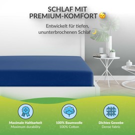 etérea Jersey Fitted Sheet, 100% Oeko-Tex Certified Cotton Bed Sheet for Mattresses up to 25 cm Deep, 140 x 200 cm, 160 x 200 cm, Navy Blue