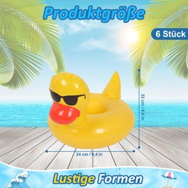 Getränkehalter Pool, 6 Stück Getränkehalter Aufblasbare, Schwimmend Getränkehalter, Aufblasbares Flaschenhalter, Mini Getränkeuntersetzer Set, für Sommer Beachparty Pool Hawaii Party, Gelbe Ente