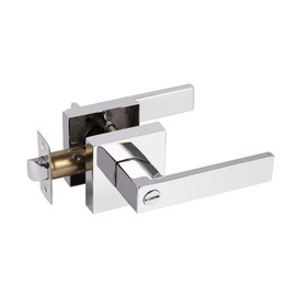 Probrico Heavy Duty Privacy Door Handle Lever with Contemporary Square Design for Home Bedroom or Bathroom in Polished Chrome [Universal Handing] 1 Pack
