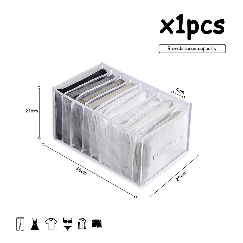 1 Pack Closet Drawer Organisers, 9 Grids Jeans Storage Box