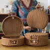 Wicker Storage Basket, Round Vine Weaving Storage Handbag with Hand