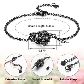 XIUDA Urn Bracelet for Ashes Rose Cremation Bracelet Ashes Holder Bangle Link Chain Ashes Bracelet for Women