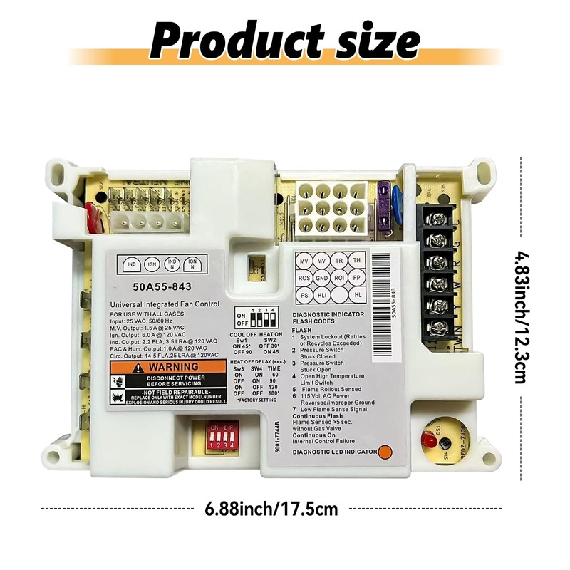 50A55-843 Universal Furnace Control Board Compatible with White Rodgers Ignition