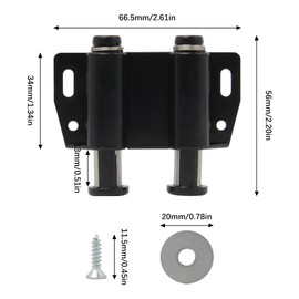 Sixfolo Pack of 4 Magnetic Push Door Openers, Double Magnetic Push to Open Door Opener, Black Furniture, Spring Catch, Magnetic Closure with Screws for Cabinet Doors, Bookcases, Drawers