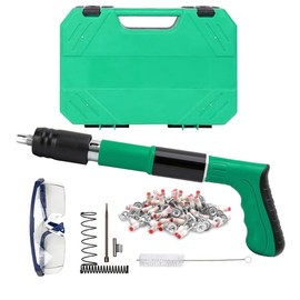Concrete Nail Gun Kits with 100pcs Round Nails, 5 Speed Adjustable Manual Steel Nail Gun Wall Fastening Rivet Tool, Wire Slotting Device Decoration Tools Shooting Machine