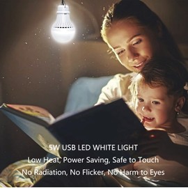 VTpower 2 Pack USB LED Camping Light 5W, Portable LED Bulb for Garage Warehouse Car Truck Fishing Boat Outdoor Emergency Light Children Bed Room White