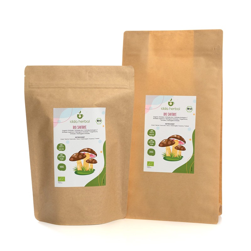 IDDA Herbal Dried Shiitake Mushrooms, 200g, Organic, 100% Natural, Vegan,