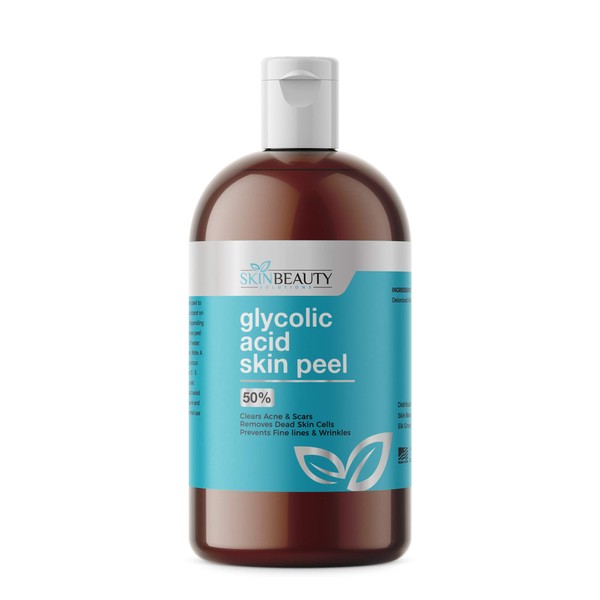 GLYCOLIC Acid 50% Skin Chemical Peel -- Unbuffered - Alpha Hydroxy (AHA) For Acne, Oily Skin, Wrinkles, Blackheads, Large Pores,Dull Skin (4oz / 120ml)