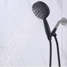 100% Metal Hand Held Shower Head with 70'' Hose and Holder | Made with Stainless Steel and Brass | High Pressure Handheld Showerhead, Adjustable Bracket，Extra Long Flexible Hose (Matte Black)