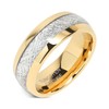 8mm Mens Tungsten Carbide Ring Imitated Meteorite Inlay 14k Gold