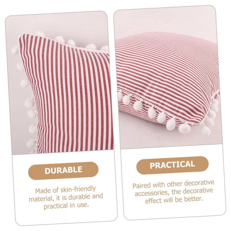 CHILDWEET Soft Stripe Throw Pillow Cover Creative Red Striped Design