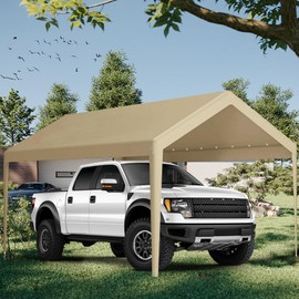 Carport Replacement Canopy, Replacement Top Cover for 10' x 20' Carport Frame, 180G PE Fabric Waterproof & UV Protected Tarp with Ball Bungees, Beige (Only Top Cover, Frame is not Included)
