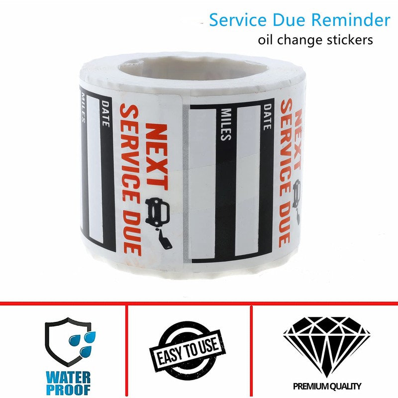 Oil Change Service Reminder Stickers - 300 Pcs 2x2 Black,
