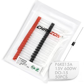 (Pack of 50 Pieces) Chanzon TVS Diodes P6KE15A P6KE15 600W 15V DO-15 (DO-204AC) Axial Unidirectional Channel 600 Watt 15 Volt