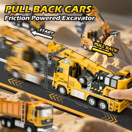 LTFIOON Crane Truck Toy, 1:40, Telescopic Boom, Extendable Crane, Construction Site Vehicles Toy Set, Metal Construction Vehicles, Children Construction Vehicles for 3 4 5 6 7 Years
