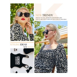 Oversized Square Sunglasses For Women Trendy Retro Sun Glasses Ladies Vintage Shades With 100% UV Protection 2 PACK (Glossy black/Leopard)