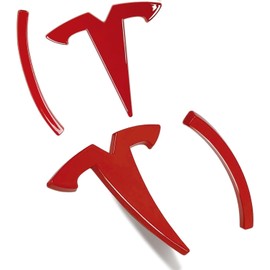 3D Metal Emblem Sticker for Model 3, 2Pcs - Front Hood Badge Decal & Rear Trunk Logo (Model 3 Emblem - Matte Red)