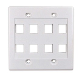 Conwork 8-Port Keystone Wall Plate 2-Gang Compatible with Standard Keystone Jack and Modular Inserts (1-Pack)