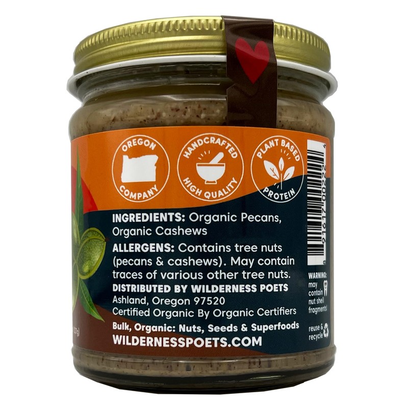 Wilderness Poets, Pecan Butter with Cashews - Organic & Raw