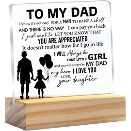Mens Gifts For Fathers Day,Father Gifts,Father's Day To My Dad,Dad Birthday Gifts,Clear Desk Decorative Present Father,Acrylic Plaque With Wooden Stand Sign Desk Decor For Home Office (DAD)