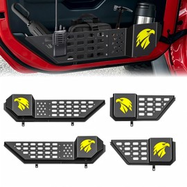 MusixiA Metal Front & Rear Door Pockets Box Pockets for Jeep, Storage Box Compatible with Jeep Wrangler JL JLU 2/4 Door, 4XE 2018-2025 & Gladiator JT 2020-2025 Accessories Storage Organizer(4PCS)