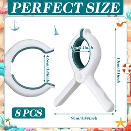 Hushee 8 Pack Marine Boat Rail Towel Clips Storm Proof Large Clips Pontoon Boat Towel Organizer Accessories Multi-Purpose Outdoor Laundry Clips for Beach Pontoon Boat Fishing Cruise Travel