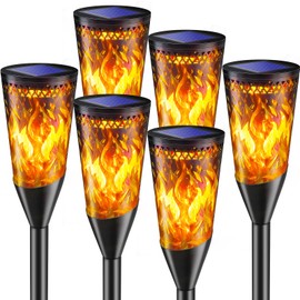 Solar Lights Outdoor Garden, 2Modes Flickering Dancing Flame Lights,IP65 Waterproof Solar Torch Light for Outside,Pathway,Patio, Lawn,Yard Decor - 6 Pack